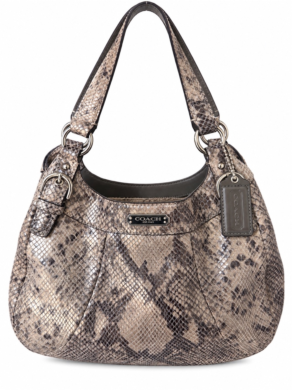 Coach Madison F19678 Python Embossed Leather Hobo Bag 13”
